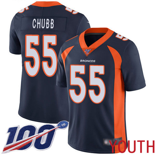 Youth Denver Broncos 55 Bradley Chubb Navy Blue Alternate Vapor Untouchable Limited Player 100th Season Football NFL Jersey